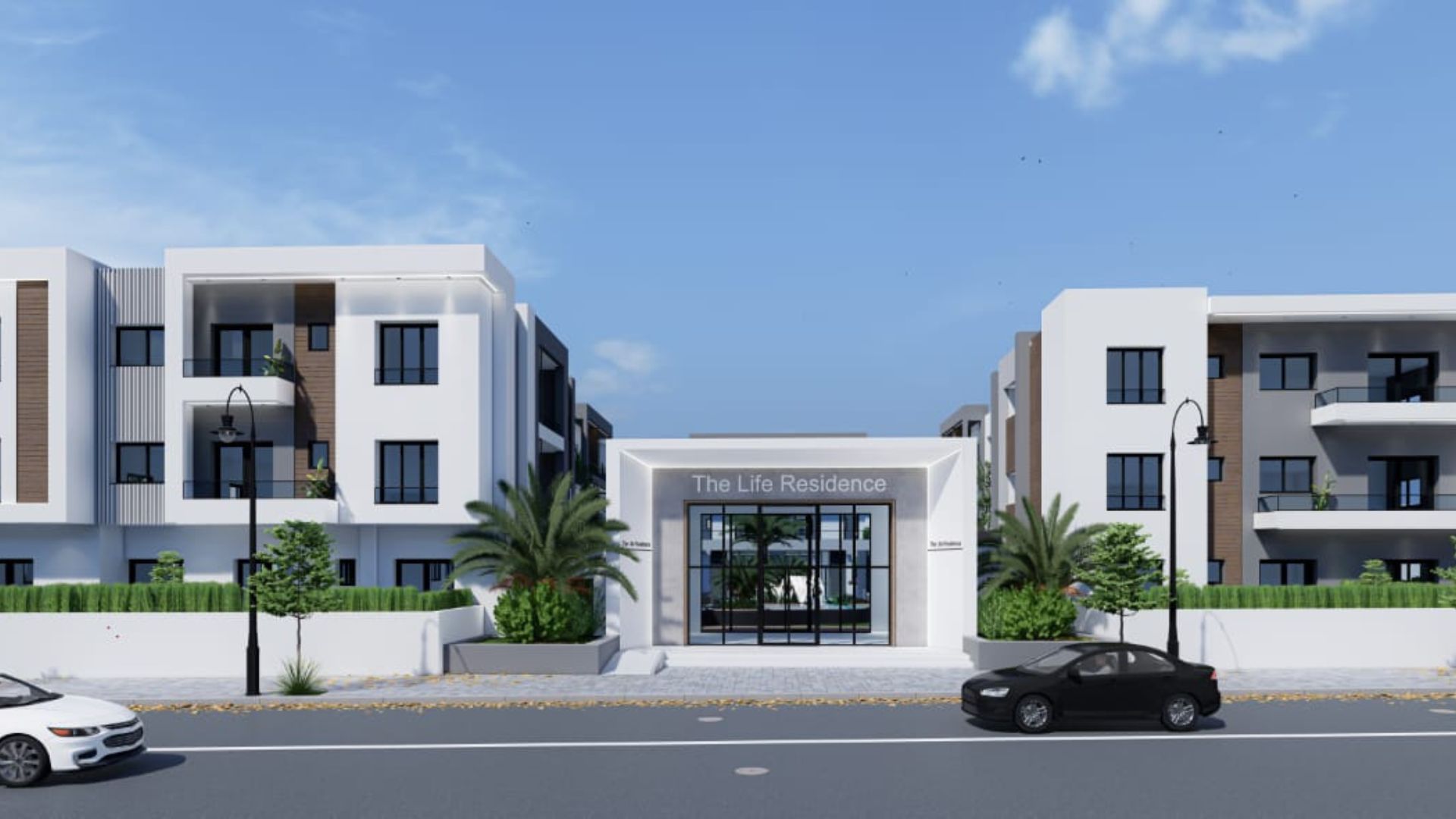 Vue de face de l'entrée principale The Life Residence